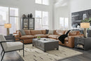 Emilia Caramel Leather 5-Piece Modular Sectional -  Ashley - Luna Furniture