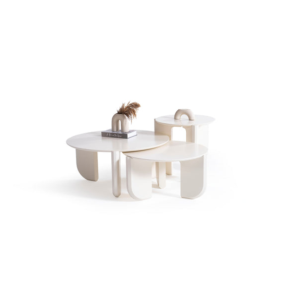 720 Cream 3 Pc Coffee Table Set