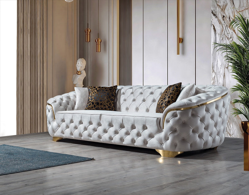 Lupino Ivory Velvet Sofa