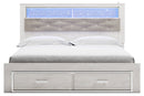 Altyra White King Upholstered Platform Bookcase Bed with Storage -  Ashley - Luna Furniture