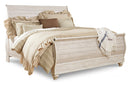 Willowton Whitewash King Sleigh Bed - Ashley - Luna Furniture