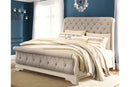 Realyn Chipped White Queen Sleigh Bed -  Ashley - Luna Furniture