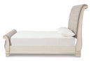 Realyn Chipped White Queen Sleigh Bed -  Ashley - Luna Furniture