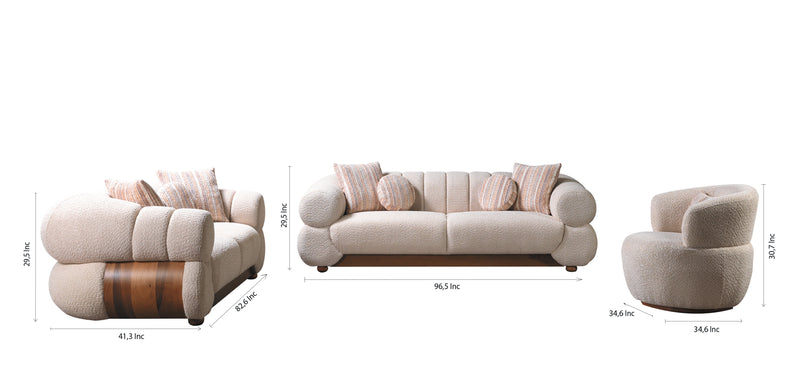 Destina Ivory Boucle  Sofa 96" & Loveseat 81"