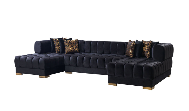 Ariana Black Velvet Double Chaise 138" Sectional