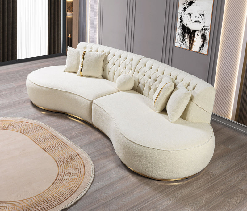 Ella Ivory Boucle Curved 130" Sectional