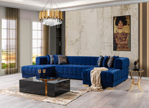 Ariana Blue Velvet Double Chaise 138