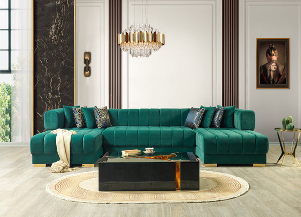 Ariana Green Velvet Double Chaise 138" Sectional