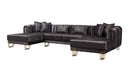 Santana Smoke Velvet Double Chaise 138" Sectional