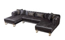 Santana Smoke Velvet Double Chaise 138" Sectional