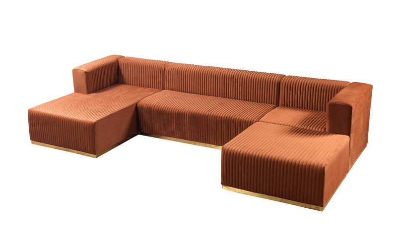 Juliana Orange Velvet 4-Piece 140" Sectional  [ETA: 10/20]