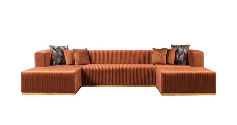 Juliana Orange Velvet 4-Piece 140" Sectional  [ETA: 10/20]