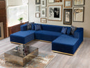 Juliana Blue Velvet 4-Piece 140" Sectional