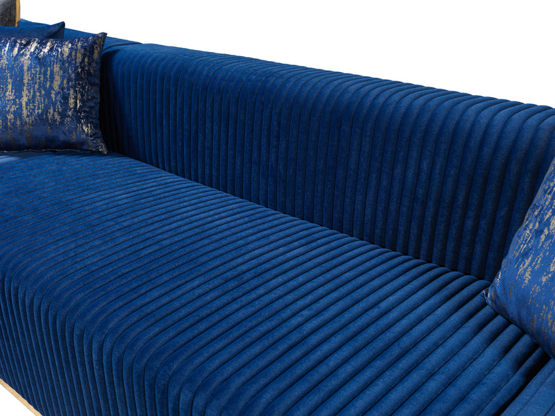 Juliana Blue Velvet 4-Piece 140" Sectional