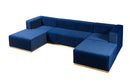 Juliana Blue Velvet 4-Piece 140" Sectional