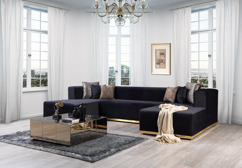 Juliana Black Velvet 4-Piece 140" Sectional