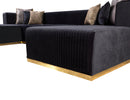 Juliana Black Velvet 4-Piece 140" Sectional