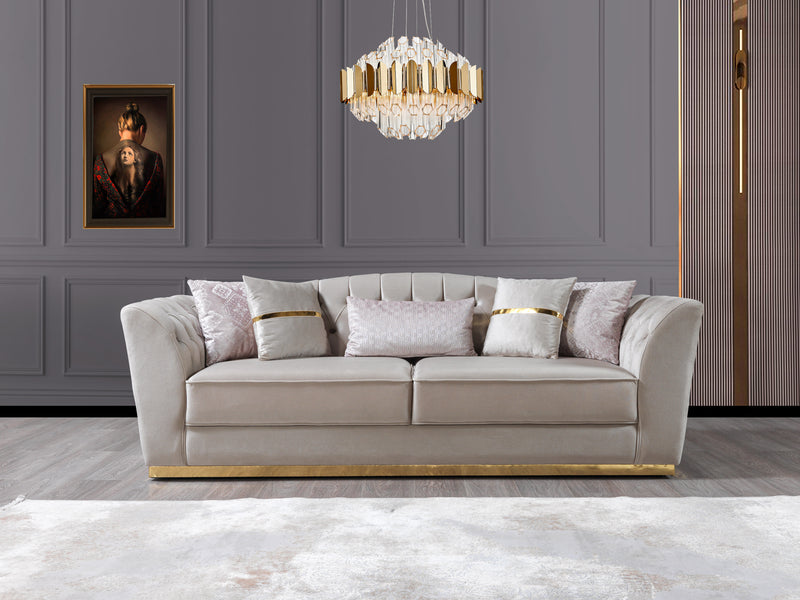 Milena Ivory Velvet Sofa 93" & Loveseat 73"