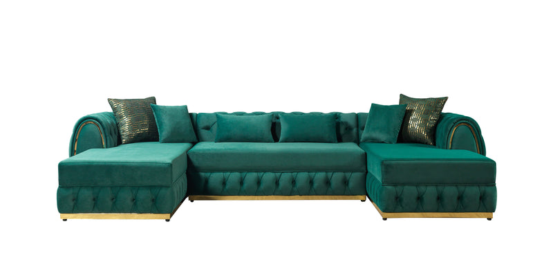 Jessie Green Velvet  Double Chaise 138" Sectional