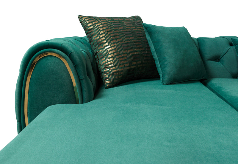 Jessie Green Velvet  Double Chaise 138" Sectional