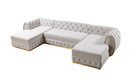 Jessie Ivory Velvet  Double Chaise 138" Sectional