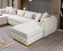 Jessie Ivory Velvet  Double Chaise 138" Sectional