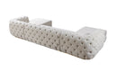 Jessie Ivory Velvet  Double Chaise 138" Sectional