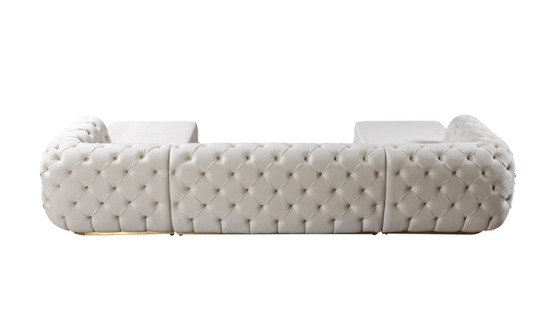 Jessie Ivory Velvet  Double Chaise 138" Sectional