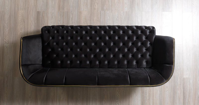 Daphne Black Velvet Sofa 95" & Loveseat 79"