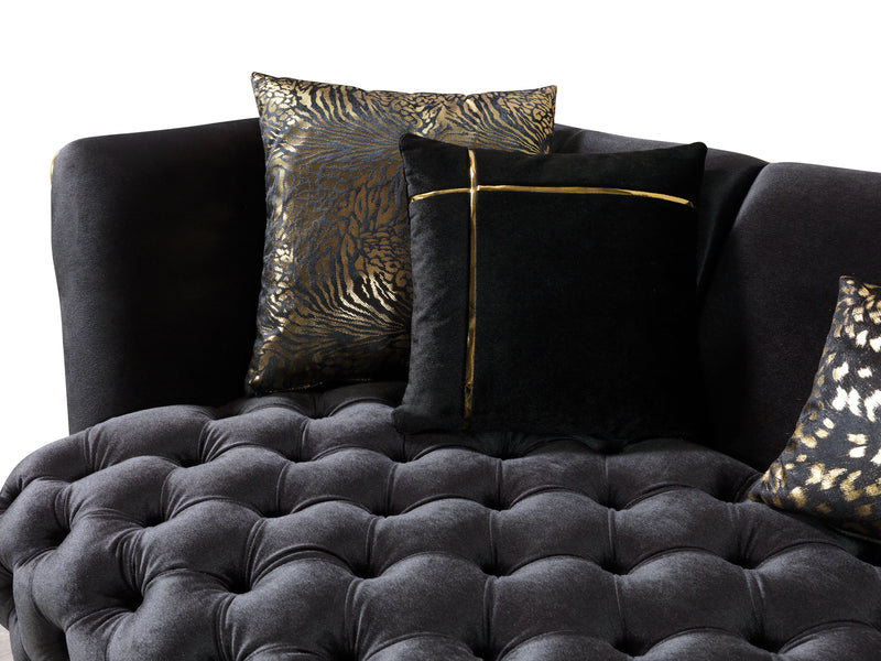 Daphne Black Velvet Sofa 95" & Loveseat 79"