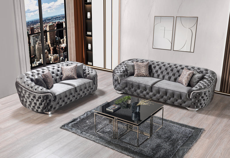 Lupino Gray Velvet Sofa 95" & Loveseat 82" [ETA: 11/5]