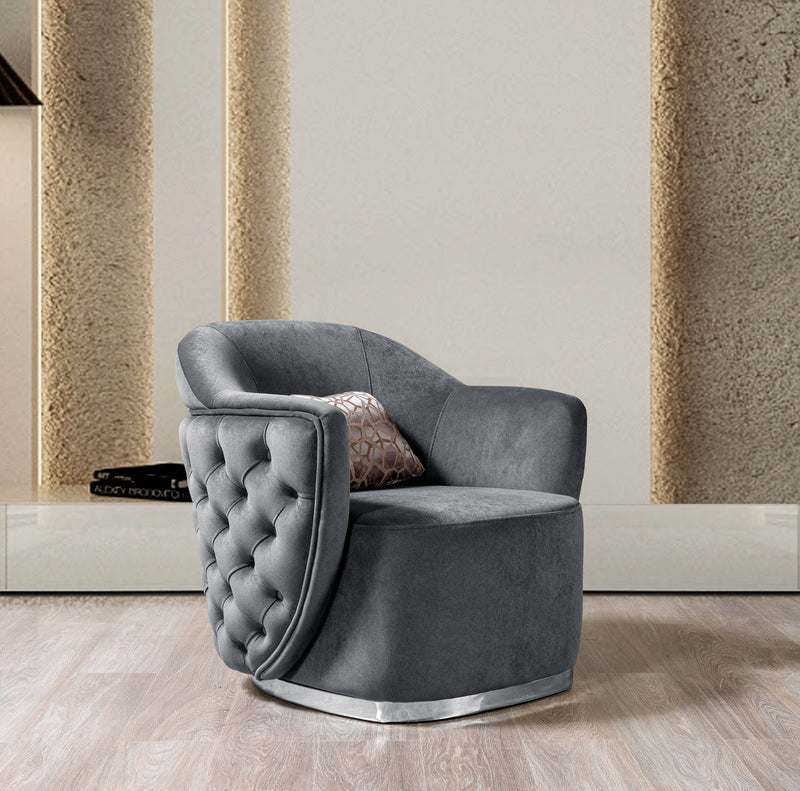 Victoria Gray Velvet Chair