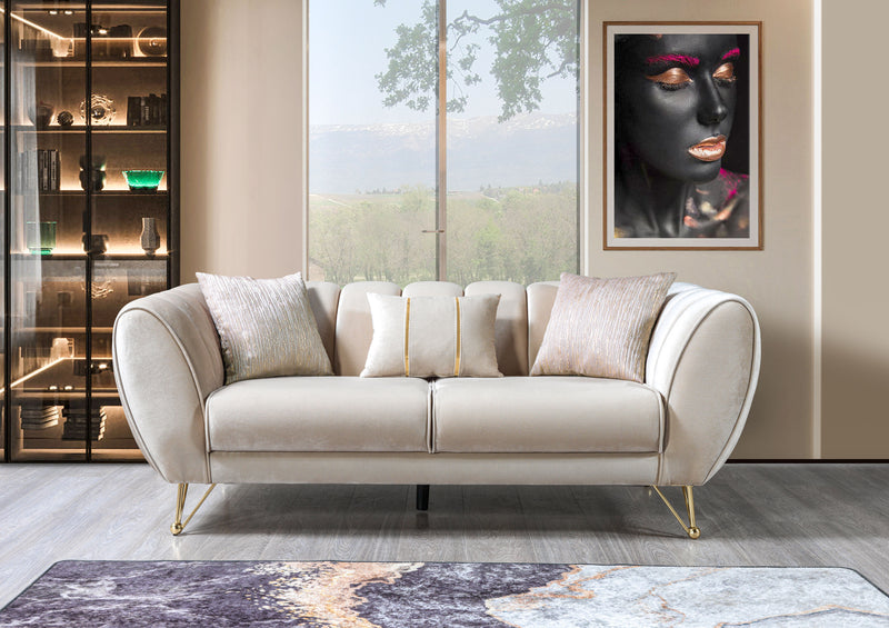 Merida Ivory Velvet Sofa 92" & Loveseat 72"