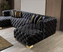 Neva Black Velvet Double Chaise 138" Sectional