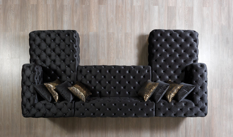 Neva Black Velvet Double Chaise 138" Sectional [ETA: 3/20]