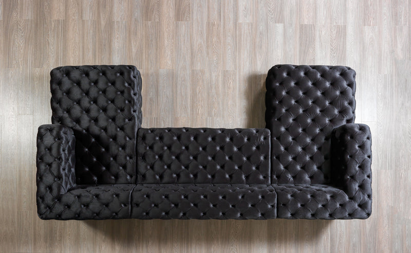 Neva Black Velvet Double Chaise 138" Sectional [ETA: 3/20]