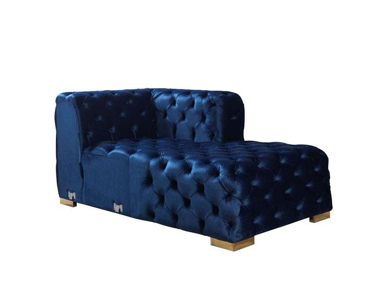 Neva Blue Velvet Double Chaise 138" Sectional