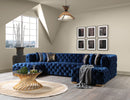 Neva Blue Velvet Double Chaise 138" Sectional