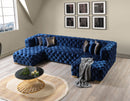 Neva Blue Velvet Double Chaise 138" Sectional