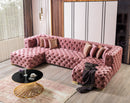 Neva Pink Velvet Double Chaise 138" Sectional