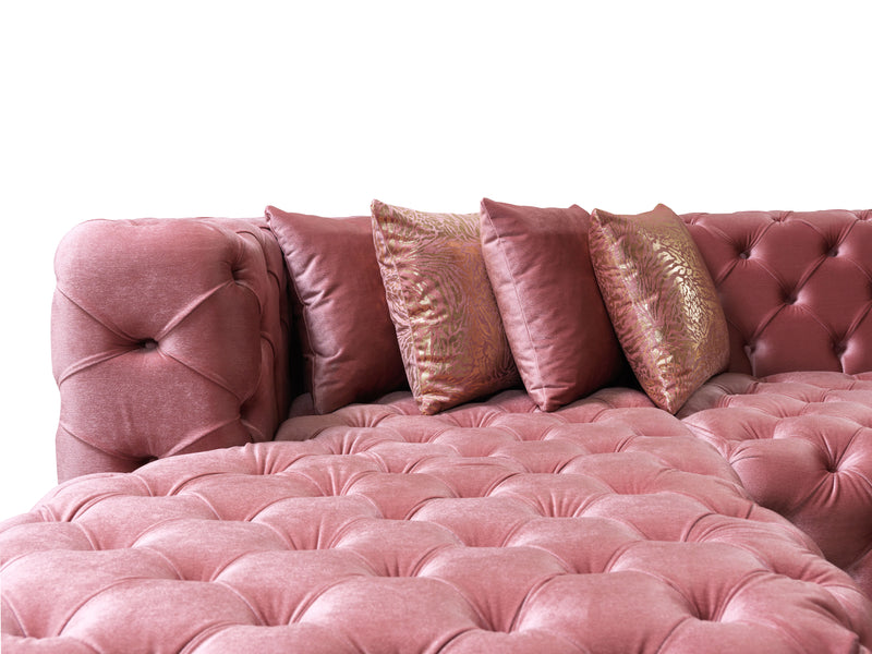 Neva Pink Velvet Double Chaise 138" Sectional