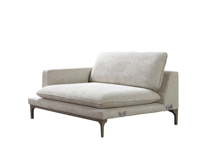 Dylan Ivory Linen 3-Piece Curved 126" Sectional with Ottoman