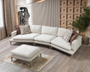 Dylan Ivory Linen 3-Piece Curved 126" Sectional with Ottoman