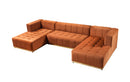 Elisha Orange Velvet Double Chaise 140" Sectional