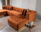 Elisha Orange Velvet Double Chaise 140" Sectional