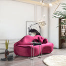 Lips Maroon Velvet Loveseat 81"