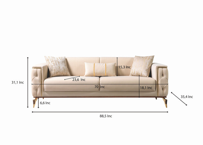 Belinda Ivory Velvet Sofa 89" & Loveseat 69" [ETA: 1/15]