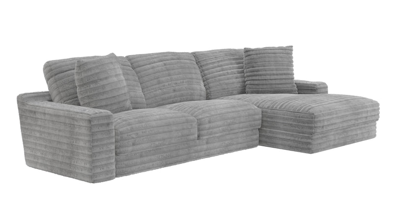 Comfrey Oversized Corduroy Gray 123" Sectional with Cupholders