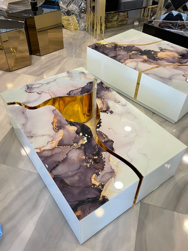 Dream White Marble 3 Pc Coffee Table