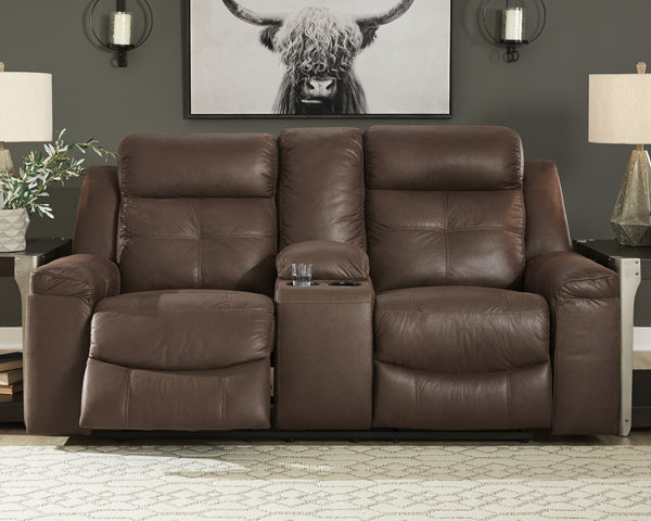 Jesolo Coffee Reclining Loveseat with Console - 8670494